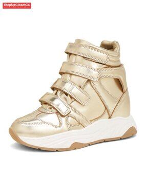 High Top Hidden Wedge Fashion Sneaker Hook and Loop Casual
